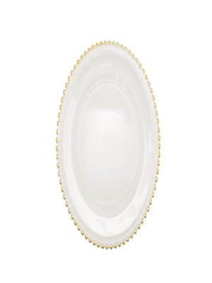 13" Gold Bead Glass Charger