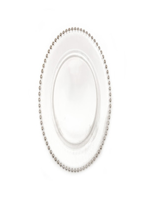 13" Silver Bead Glass Charger