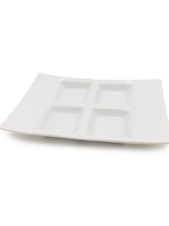 White 4 Section Sauce Tray