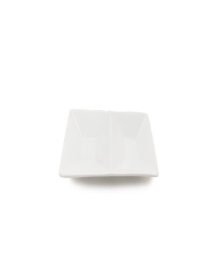 White Square Double Dip Plate
