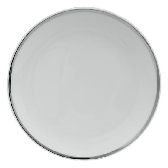 White Silver Rim Dinner Plate