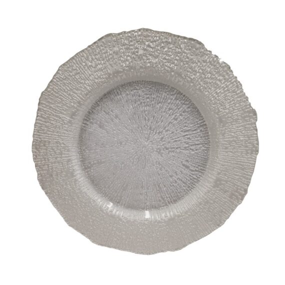 ND Pearl White Rim Clear Center Charger