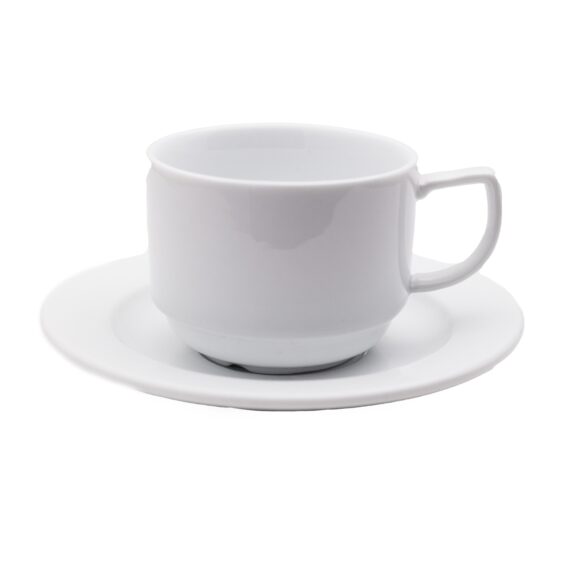 White DKE Coffee Mug Saucer