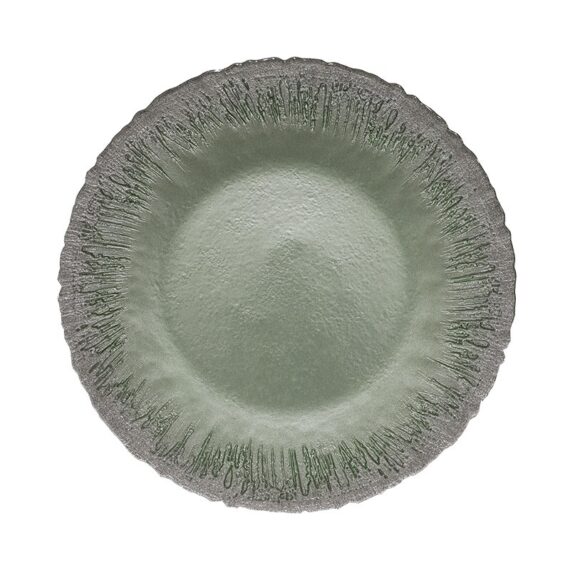 Silver Glitter Cameo Green Charger