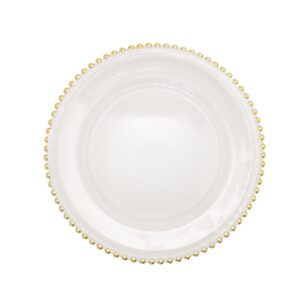 13" Gold Bead Glass Charger