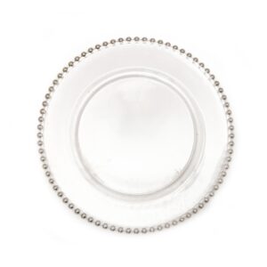 13" Silver Bead Glass Charger