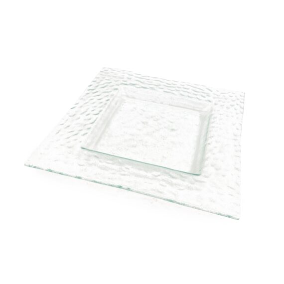 12" Glass Inset Square Plate