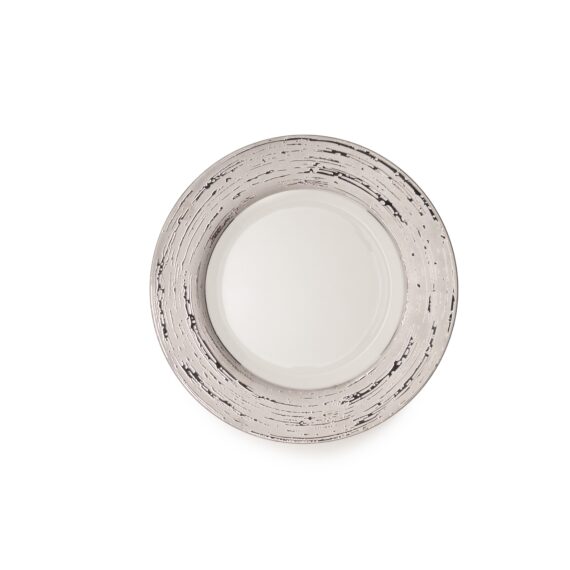 10" Silver Swirl White Plate